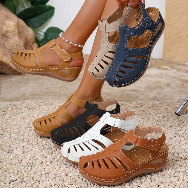 Velcro Sew On - Women Closed Toe Fisherman Sandals Velcro