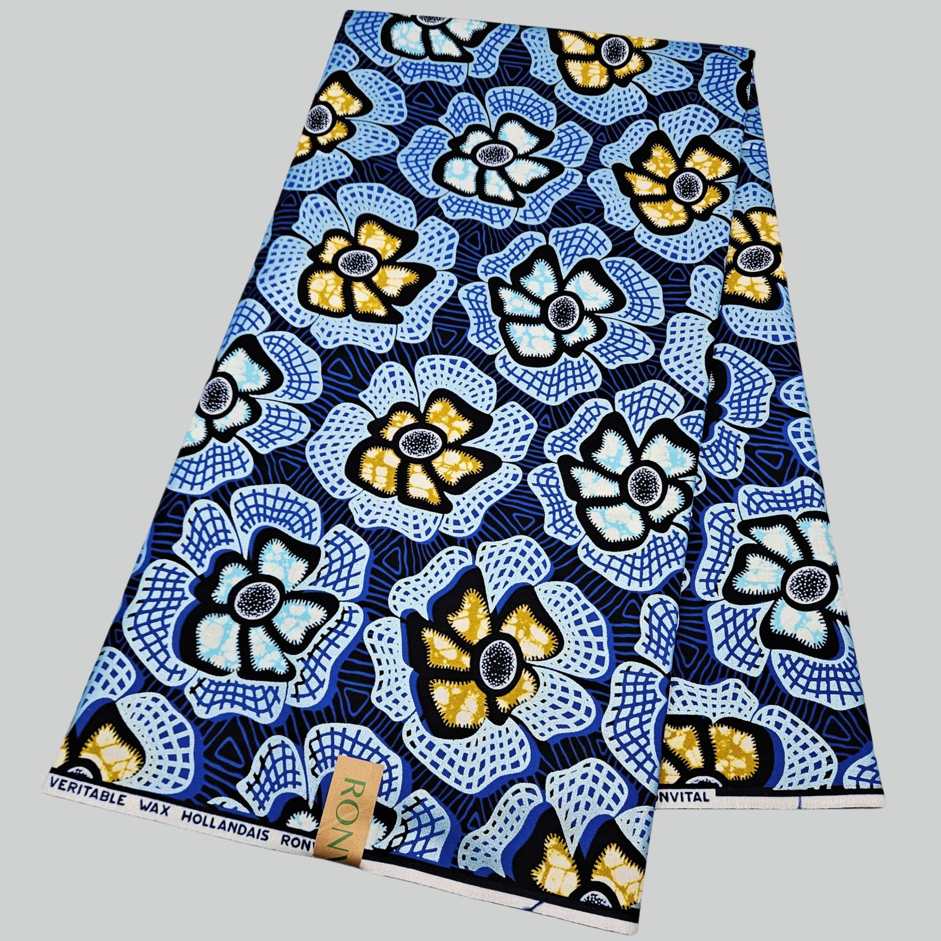 Sewing Batik Fabric - 6Yards Long Blue Cotton African Style