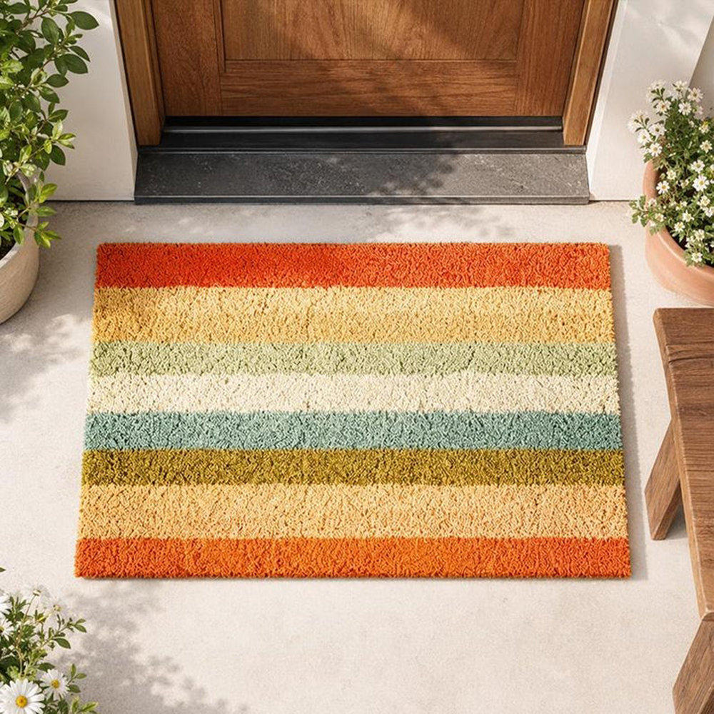 Century Textile & Sewing Supply Reviews - Retro Colorful Stripe Doormat Mid Century