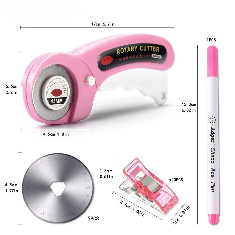 Rotary Cutter Fabric - 45mm Rotary Cutter Set 5 Blades