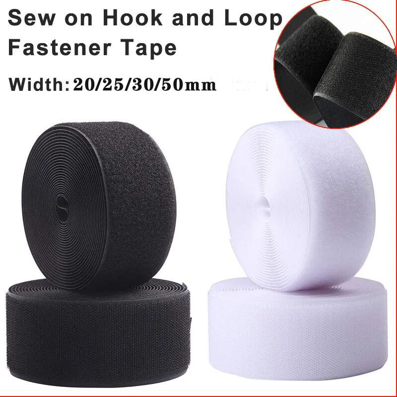Velcro Sew On - 20-50mm Black White Hook and Loop