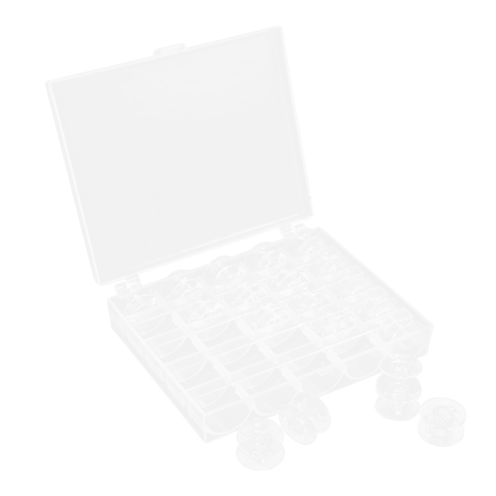 Thread Bobbins Empty - 1Set 25-Slot Clear Plastic Bobbins for