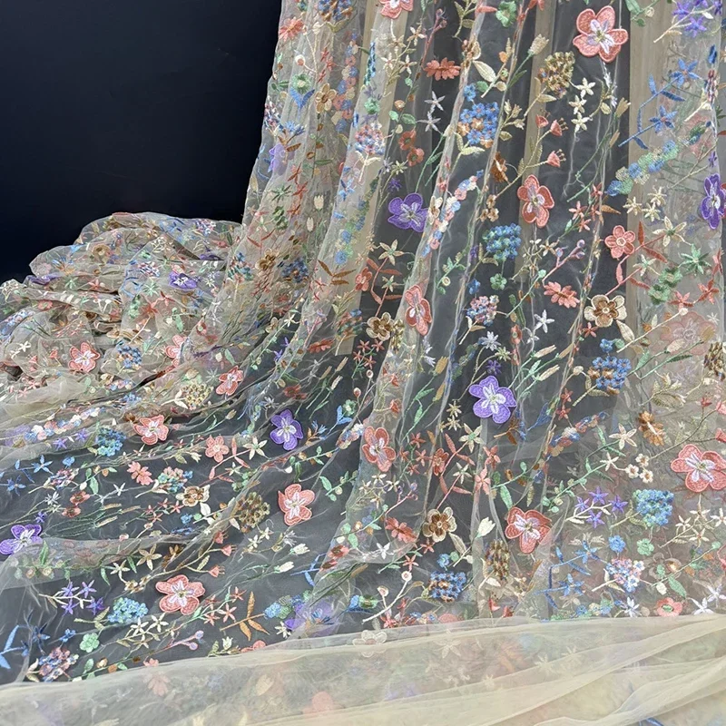 3D Floral Embroidered Tulle Fa - Textile And Sewing Materials のレビューと価格