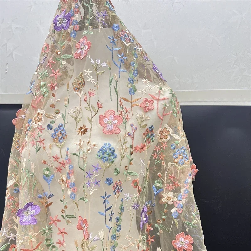 3D Floral Embroidered Tulle Fa - Textile And Sewing Materials のレビューと価格