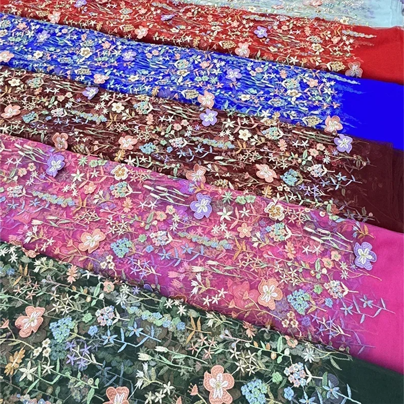 3D Floral Embroidered Tulle Fa - Textile And Sewing Materials のレビューと価格