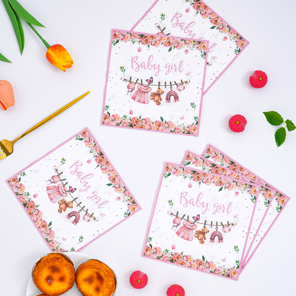 Pink Floral Baby Girl Disposab - Pattern Tissue Paper のレビューと価格