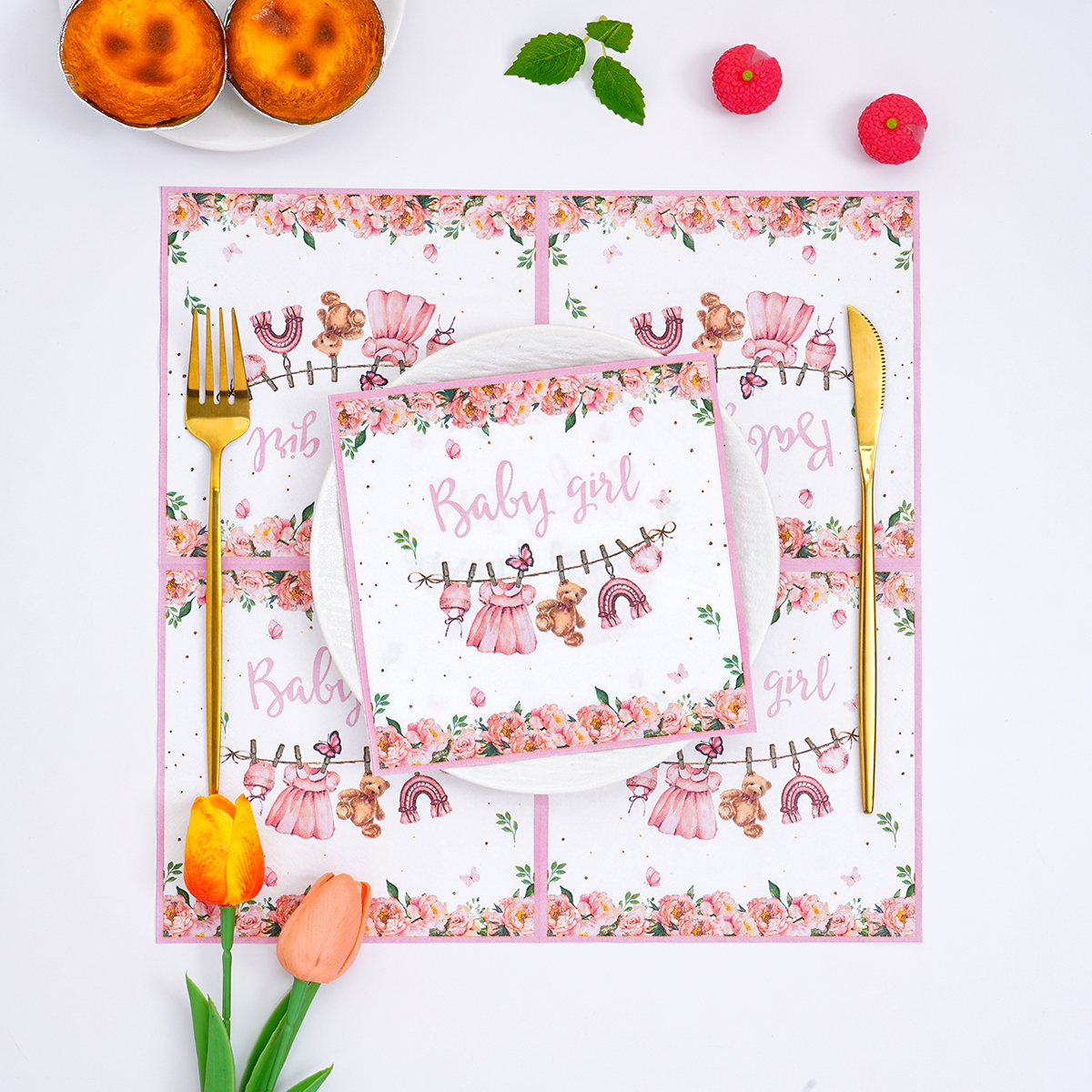Pink Floral Baby Girl Disposab - Pattern Tissue Paper のレビューと価格