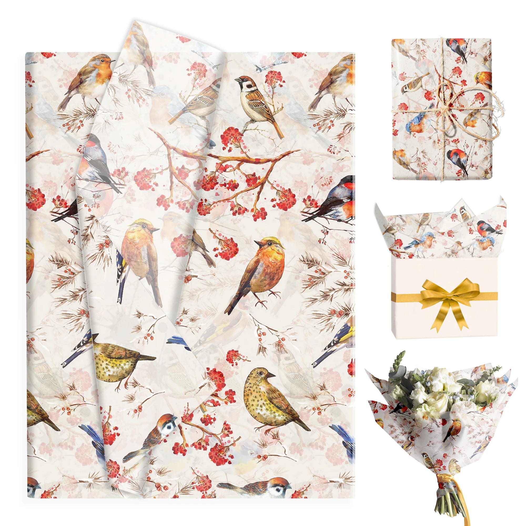15/35pcs Flower Birds Printed  - Pattern Tissue Paper のレビューと価格
