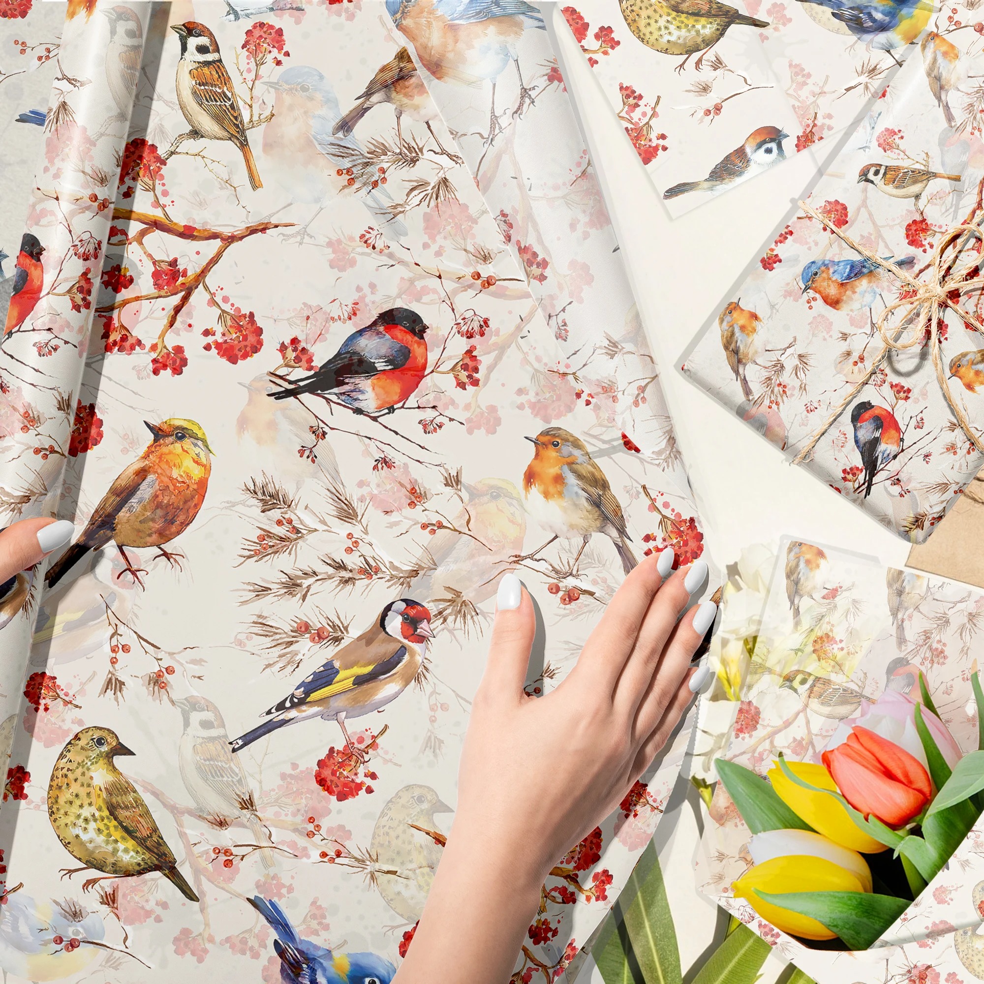 15/35pcs Flower Birds Printed  - Pattern Tissue Paper のレビューと価格