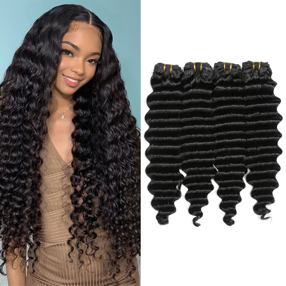 4 Bundles Deep Wave Hair Unpro - Sewing Lab のレビューと価格