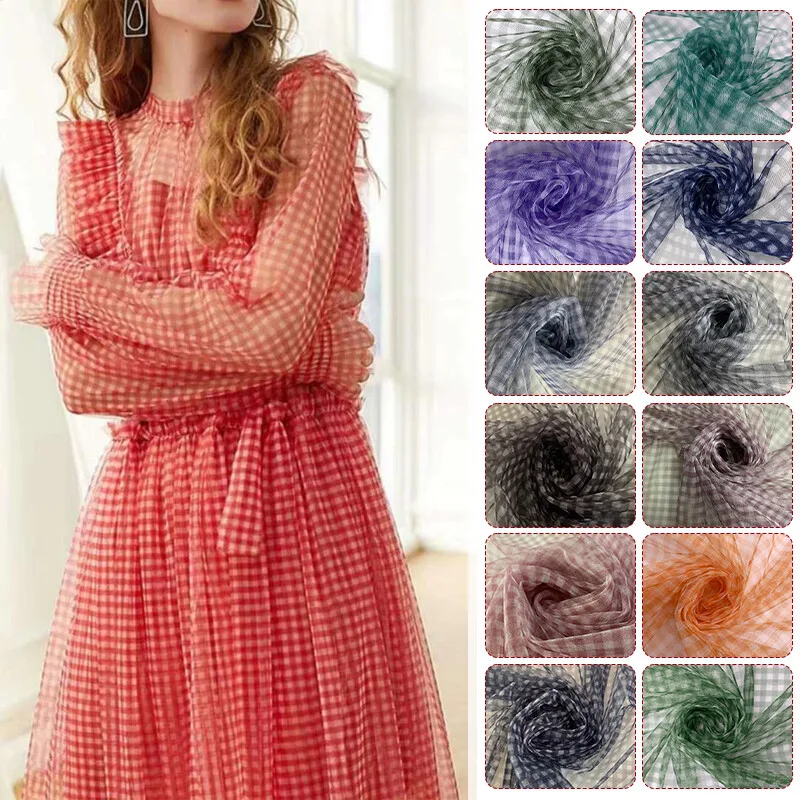 90x150cm Check Mesh Fabric Tra - Sewing Batik Fabric のレビューと価格