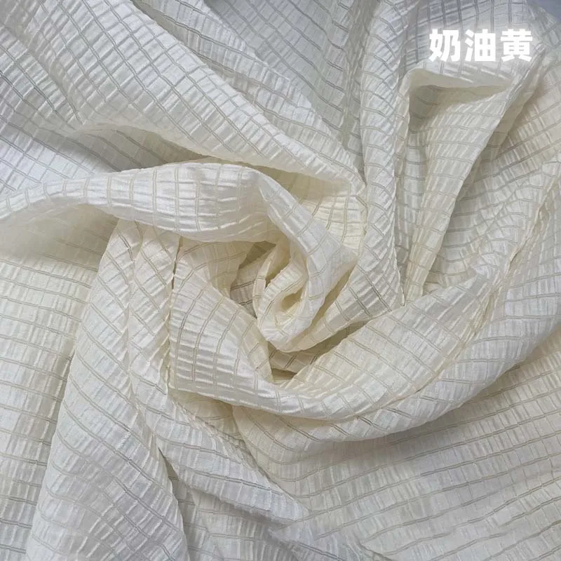 Cream Yellow Checkered Fabric  - Textile And Sewing Materials のレビューと価格