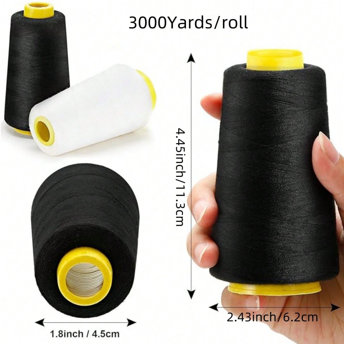 1-6Rolls 3000 Yard Each Serger - Serger Thread Cone のレビューと価格