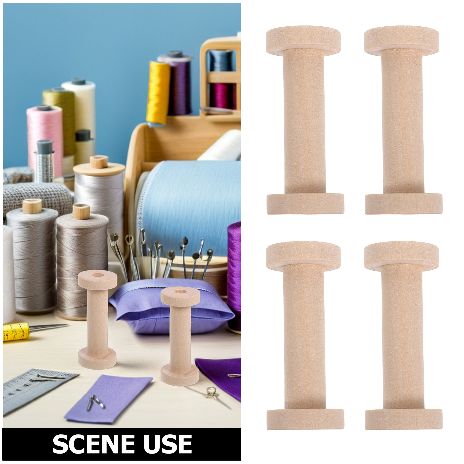 15Pcs Natural Wood Spools Vint - Thread Bobbins Empty のレビューと価格