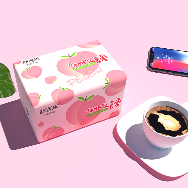 Cute Peach Pattern Facial Tiss - Pattern Tissue Paper のレビューと価格