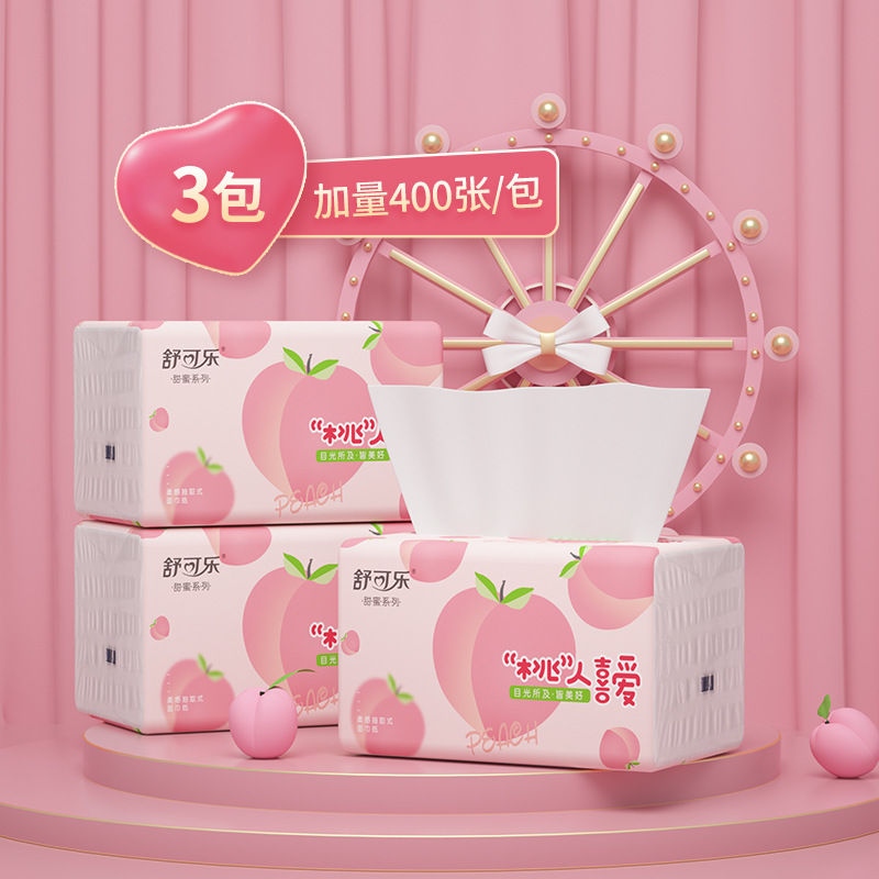 Cute Peach Pattern Facial Tiss - Pattern Tissue Paper のレビューと価格