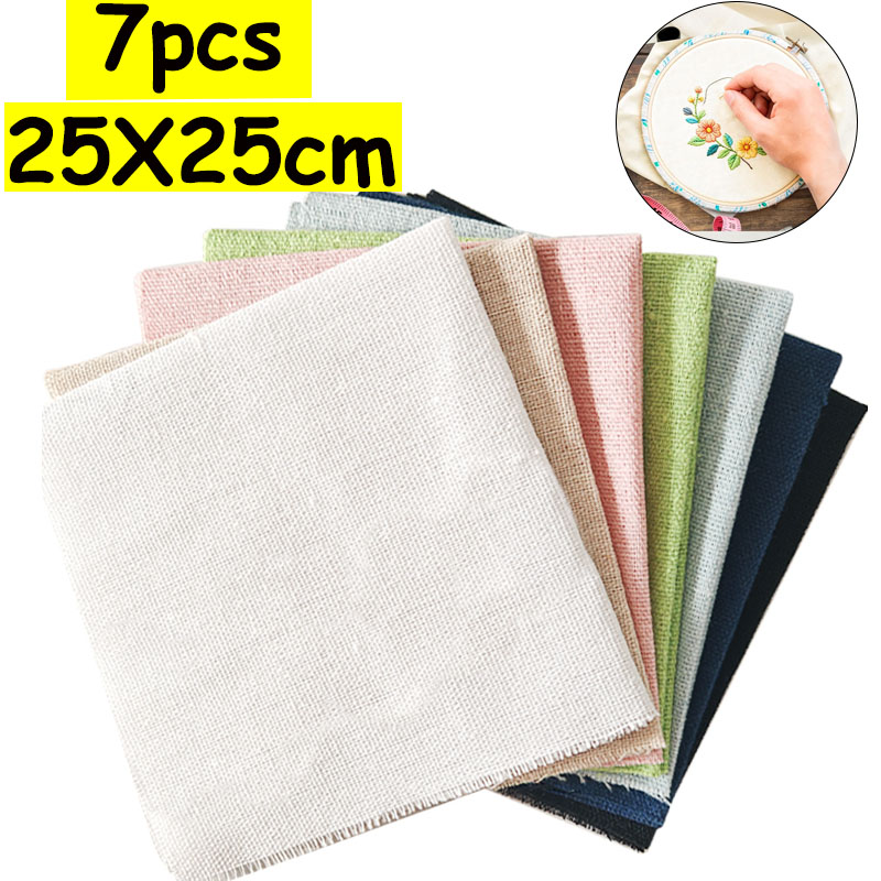 7-Piece Set of 25* 25cm Linen  - Is Sewing Textile Art のレビューと価格